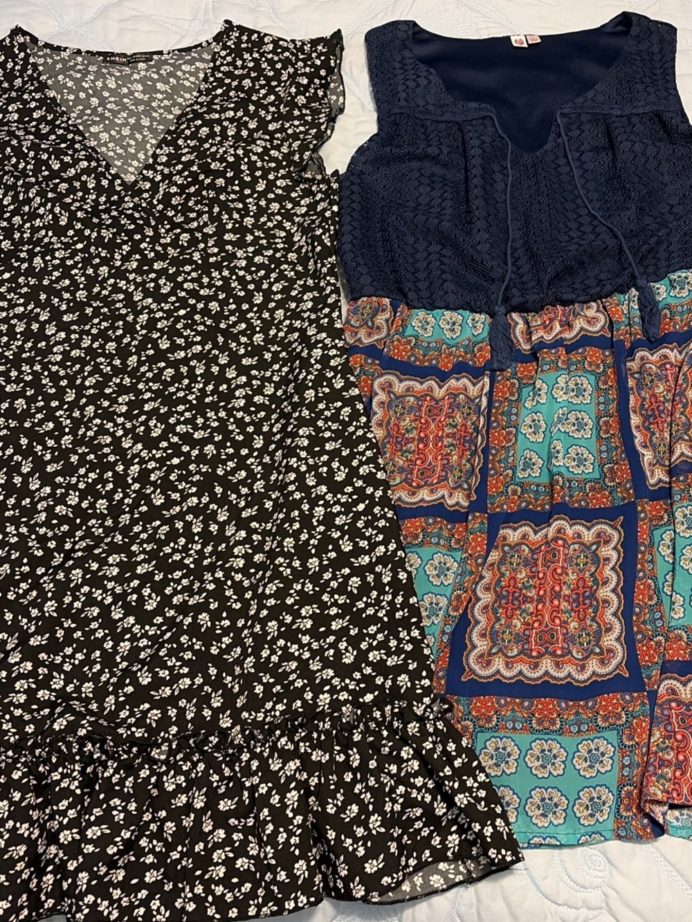 SHEIN Black Dress with White Floral Print set of 2 dresses